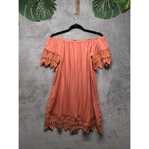 iris Dresses & Skirts - IRIS Women Summer Mini Dress 100% Rayon Off The Shoulder Peach US S(4-6)